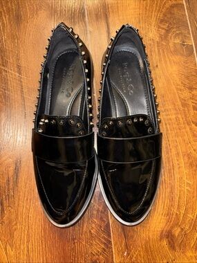 Womans Rag & Co Slip On Loafers 6 Black Stud Accents